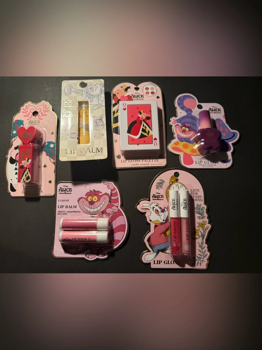 Disney Alice in Wonderland Pink Lip Balm & Gloss Set